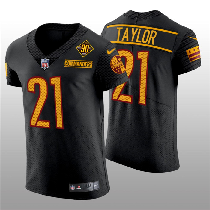 Men's Washington Commanders #21 Sean Taylor 90th Anniversary Black Elite Stitched Jersey Men's Washington Commanders #21 Sean Taylor 90th Anniversary Black Elite Stitched Jersey